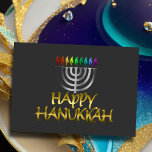 Silver Menorah Rainbow Flames Happy Hanukkah<br><div class="desc">Holiday themed items designed by Umua. Printed and shipped by Zazzle or their affiliates.</div>