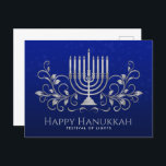 Silver Menorah Swirl Ornament Happy Hanukkah  Postcard<br><div class="desc">Silver Menorah Swirl Ornament Happy Hanukkah</div>