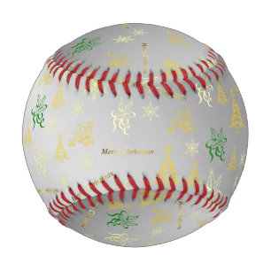 silver merry christmas baseball
