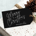 Silver Merry Christmas Luxe Black Gift Tags<br><div class="desc">Merry Christmas in a faux silver foil script and your names in chic lettering,  these black gift tags or party favour tags are stylish for any Christmas holiday occasion.</div>