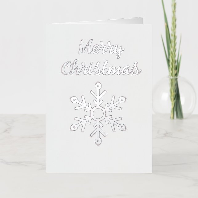 Silver Merry Christmas with Snowflake Foil Holiday Card (Front)