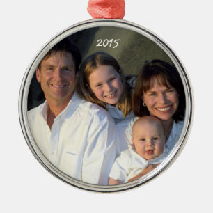 Silver Metal Christmas Family Photo Ornament