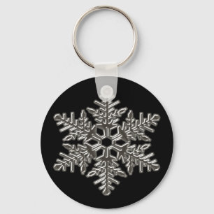 Silver Metal Deco Snow Fall Snowflakes Key Ring