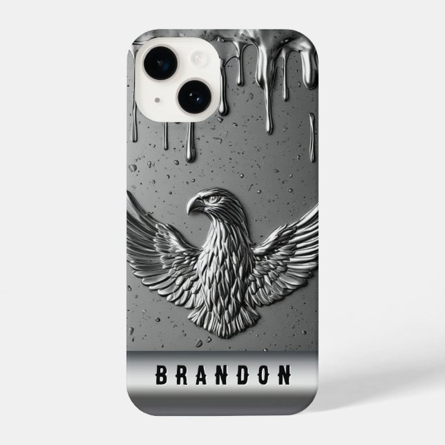 Silver Metal Eagle Emblem With Dripping Paint iPhone Case (Back)