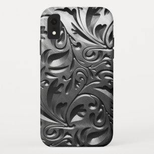 Silver metal engraved look abstract grey  Case-Mate iPhone case