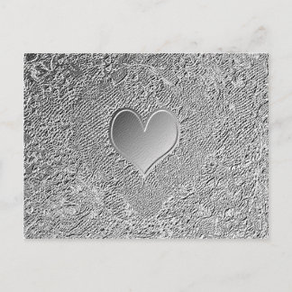 Silver Metal Heart Postcard
