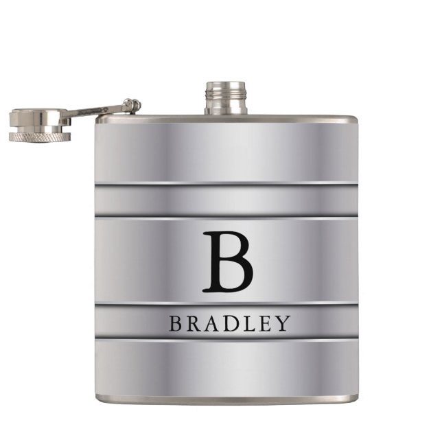 Silver Metal Hip Flask (Opened)