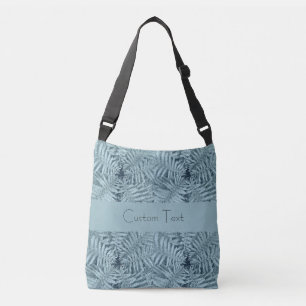 Silver Metal New Zealand Fern Design, Custom Text Crossbody Bag