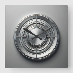 silver metal quarters square wall clock