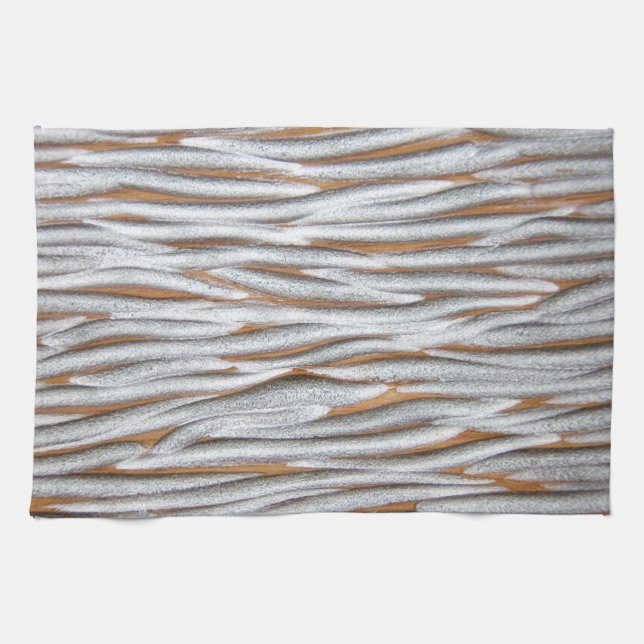 Silver Metal Wave Pattern Design Tea Towel (Horizontal)