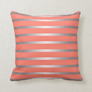 Silver Metalic Sheen Stripes Against Bright Pink Cushion