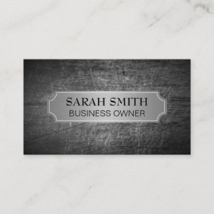 Silver Metallic Banner   Grungy Scratched Metal Business Card