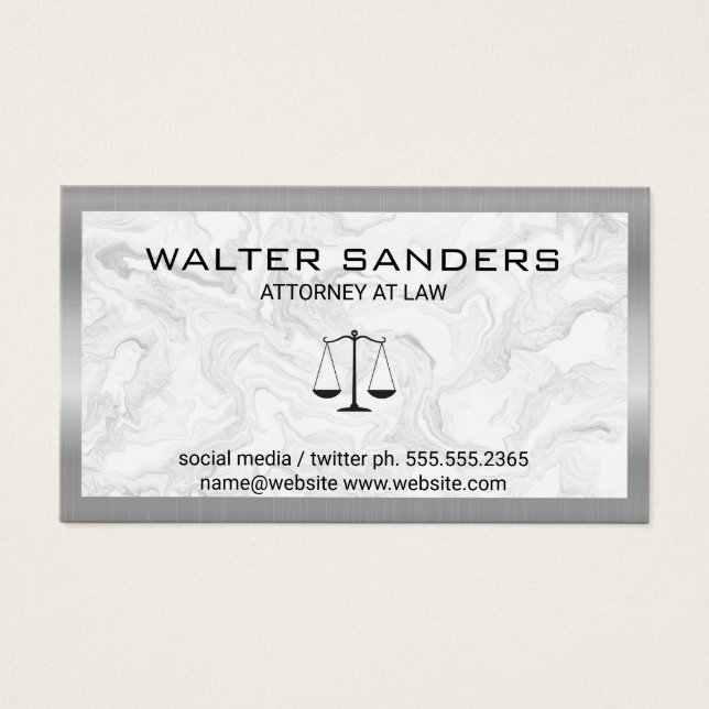 Silver Metallic Border | Marble Background | Law  (Front)