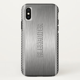 Silver Metallic Brushed Aluminium Geometric Accent Case-Mate iPhone Case