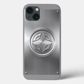Silver Metallic Carved Design on Grey  iPhone 13 Case