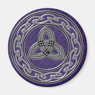 Silver Metallic Celtic Wheel Knots and Trinity Magnet