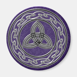 Silver Metallic Celtic Wheel Knots and Trinity Magnet