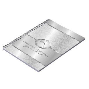 Silver Metallic Design Stainless Steel Look 2 Notebook