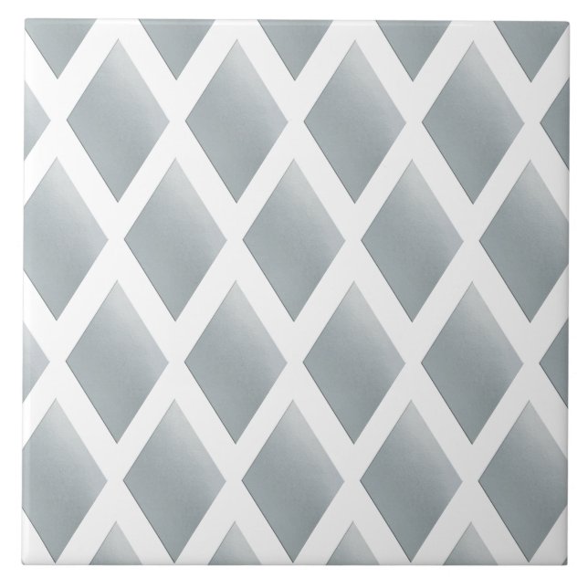 silver metallic diamond pattern stylish tile (Front)