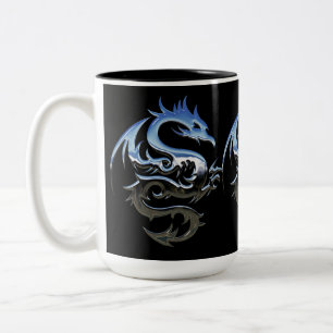 Silver Metallic Dragon Two-Tone Coffee Mug