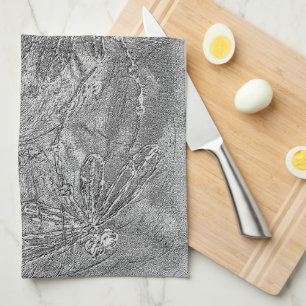 Silver Metallic Embossed Dragonflies Tea Towel