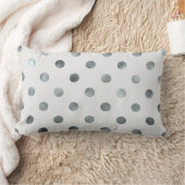 Silver Metallic Faux Foil Large Polka Dot Grey Lumbar Cushion (Blanket)