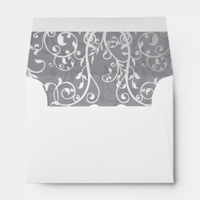 Silver Metallic Floral, Custom A6 Envelope (Back (Bottom))