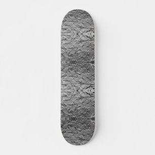 Silver Metallic Floral Skateboard
