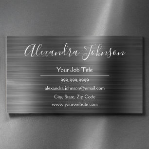 Silver Metallic Foil Modern and Elegant Magnetic Business Card