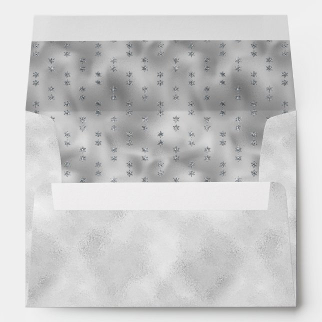Silver Metallic Glitter Elegant Chic Modern Envelope (Back (Bottom))