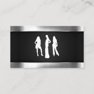 Silver Metallic   Glossy Metal Trim   Black Mesh Business Card