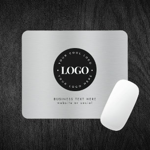 Silver Metallic Grey Add Company Custom Logo   Mouse Pad