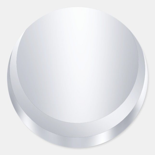 Silver Metallic Look Blank Modern Template Classic Round Sticker (Front)