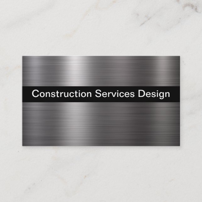 Silver Metallic Look Construction Theme Business Card (Front)