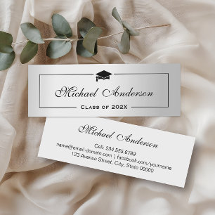 Silver Metallic Look Graduation Name Card Namecard