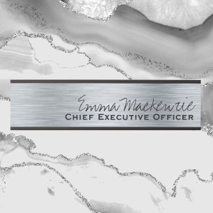 Silver Metallic Look Hanging Door Sign Name Plate