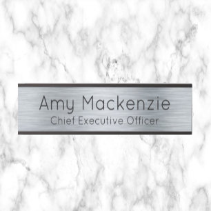 Silver Metallic Look Office Door Sign Name Plate