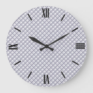 Silver, metallic look, studded grid large clock