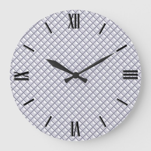 Silver, metallic look, studded grid large clock (Front)