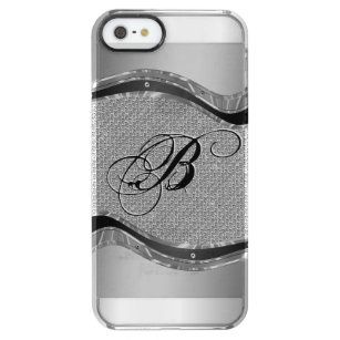 Silver Metallic Look With Diamonds Pattern 2a Clear iPhone SE/5/5s Case