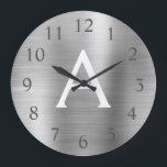 Silver Metallic Monogram Name & Initial<br><div class="desc">Silver faux Metallic Monogram Name and Initial Serving Wall Clock. The Wall Clock makes the perfect gift for someone who loves silver stainless steel.</div>