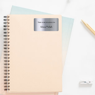 Silver metallic name bookplate label