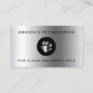 Silver metallic paw elegant business card