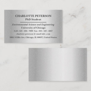 Silver Metallic PhD- Graduate Student  Business Card