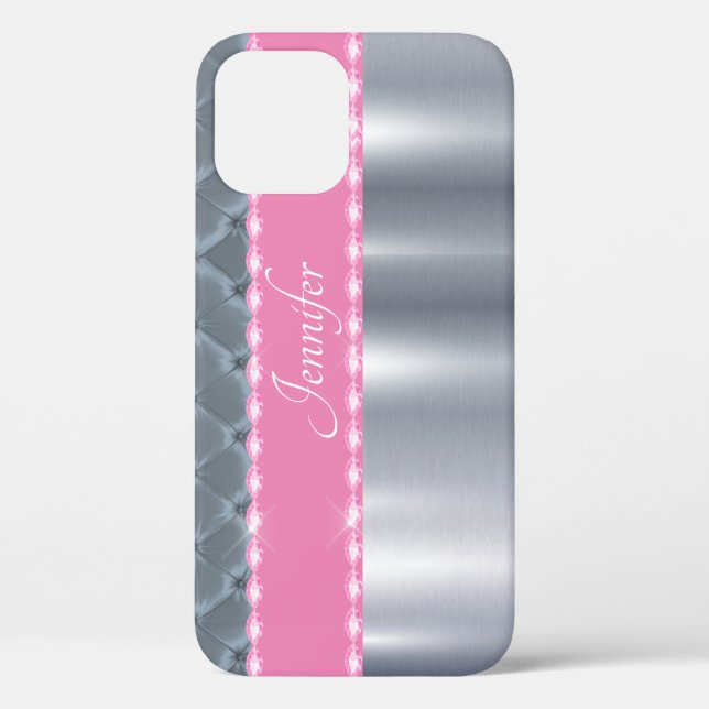 Silver Metallic Pink Personalised Case-Mate Samsun iPhone Case (Back)