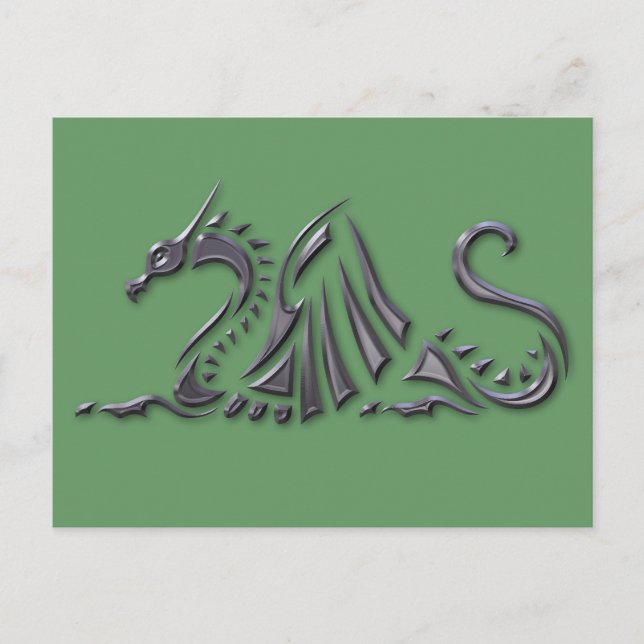 Silver Metallic Sea Dragon Postcard (Front)