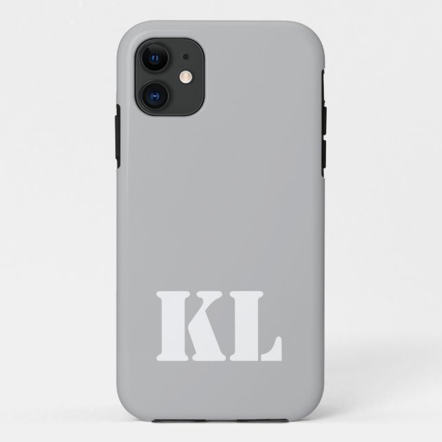 Silver Metallic Solid Colour | Minimalist Monogram Case-Mate iPhone Case (Back)