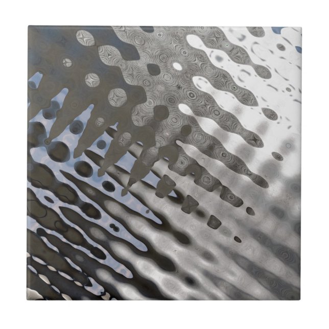 Silver Metallic Steel Texture Abstract Pattern Tile (Front)