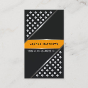 Silver metallic studs black orange business cards