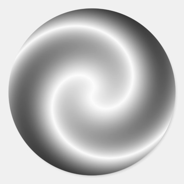 Silver Metallic Swirl Round Sticker (Front)
